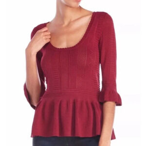 Torn by Ronny Kobo Mauve Kimberly Peplum Knit Top, Medium